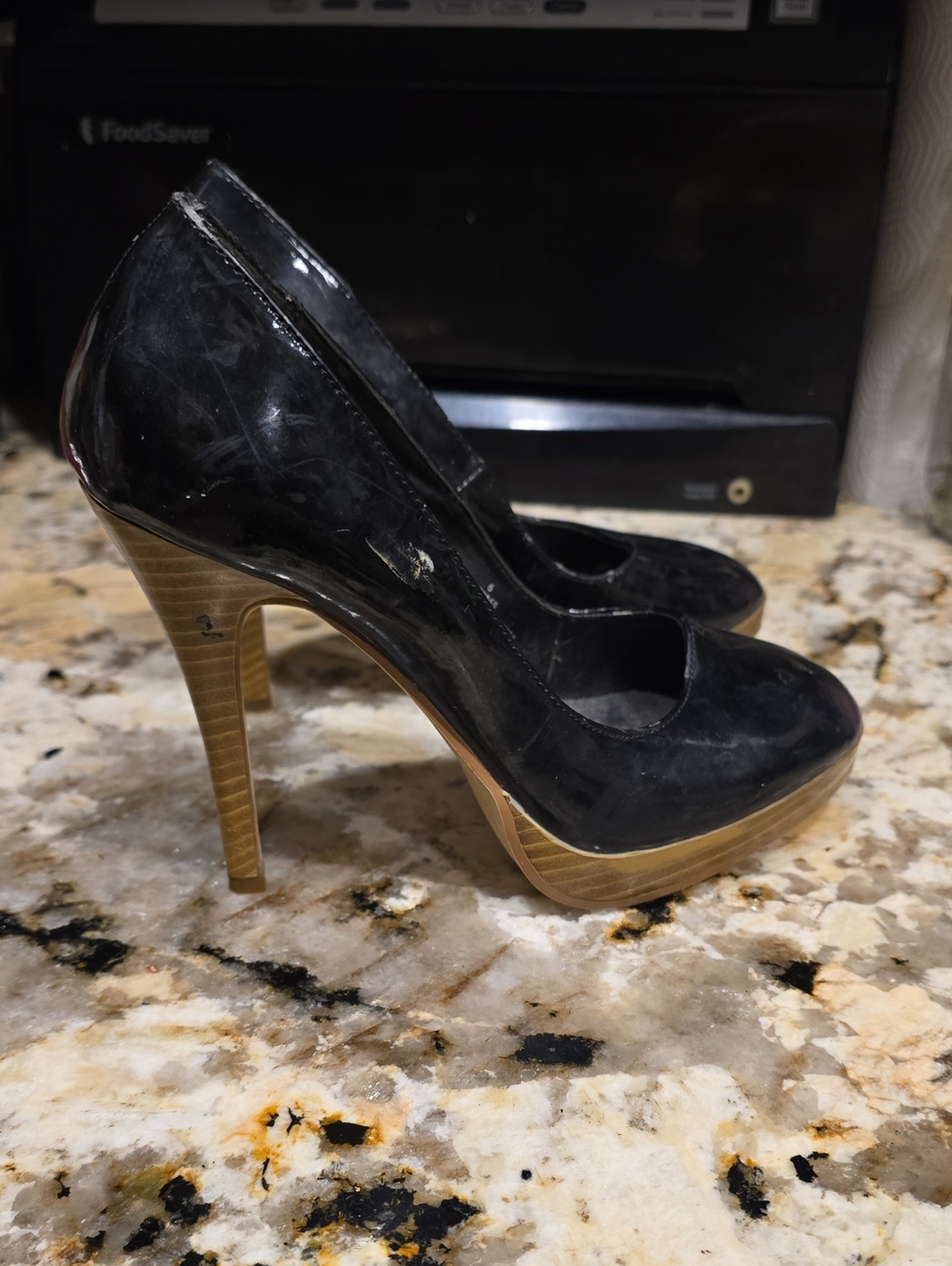 NYC Black Patent Platform Shoe Size US 6